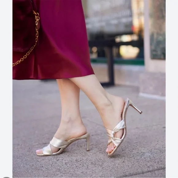 Elegant Inez Isa Gold Women's Heeled Sandals - Picture 5 of 14